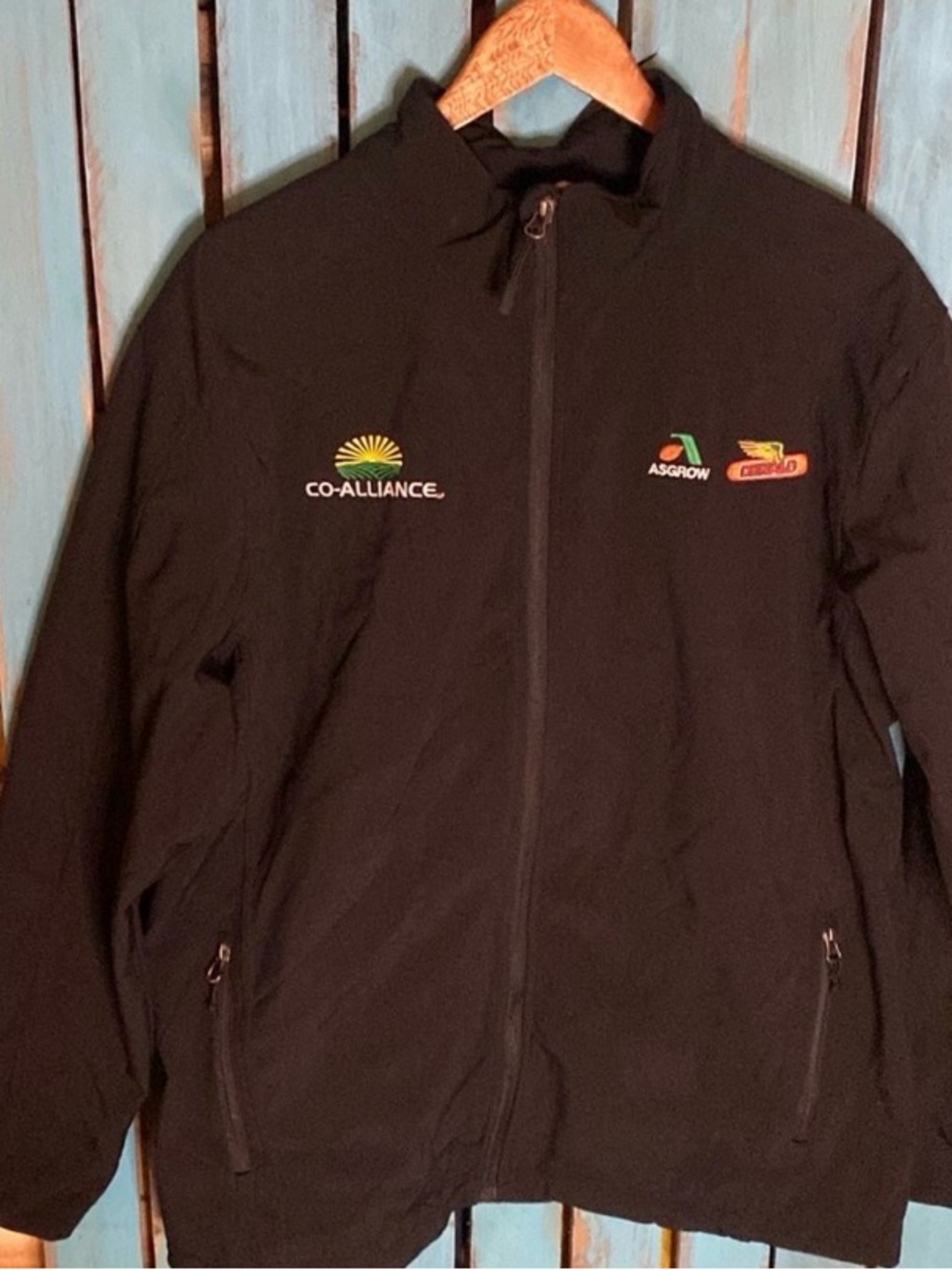 Co-Alliance LLP soft shell jacket Asgrow Dekalb embroidered XL black full zip